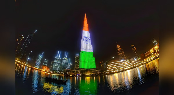 Burj Khalifa Drapes Itself in India’s Tricolour for 79th Indian Independence Day in UAE